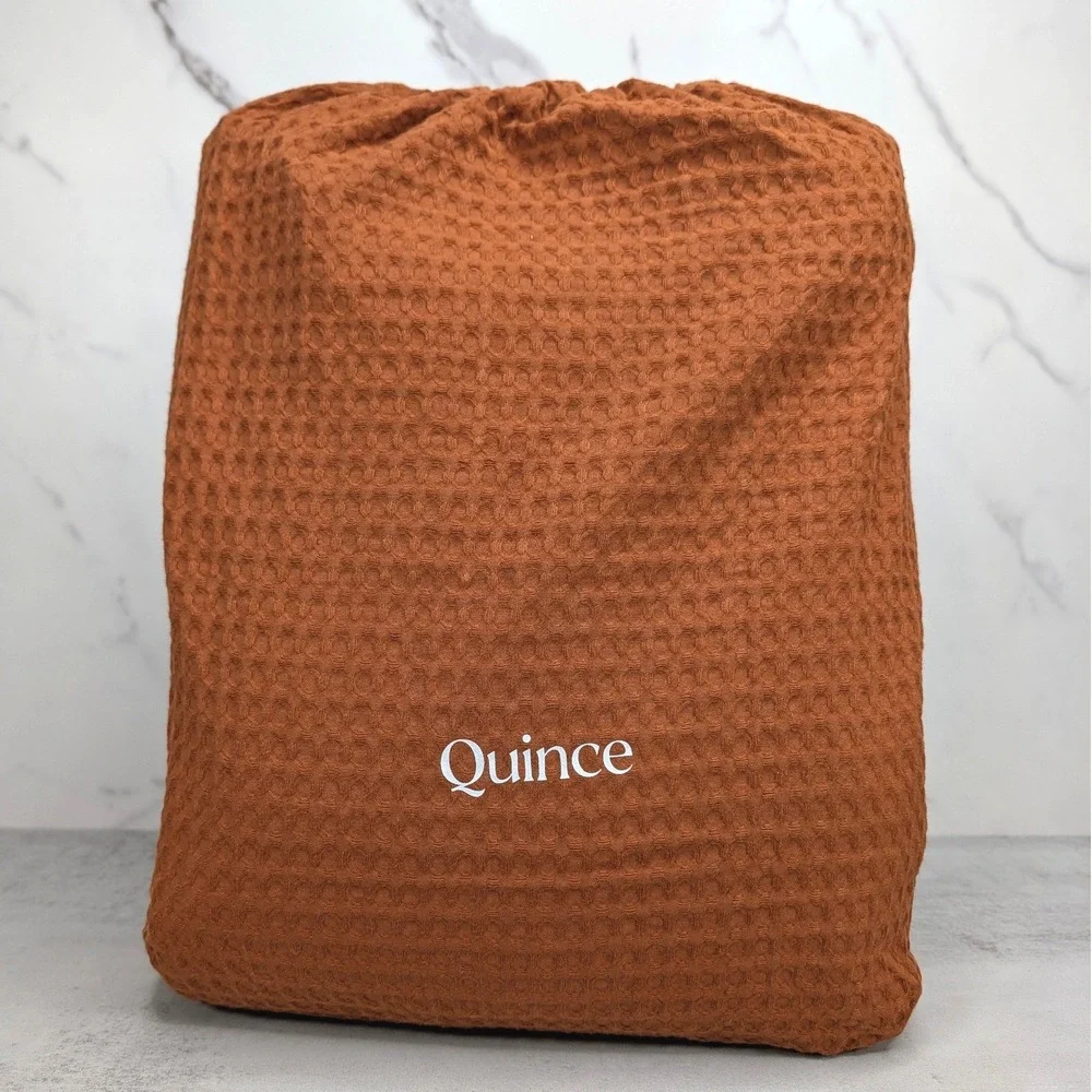Quince Luxe Waffle Duvet Cover Queen Terracotta Orange Cotton Bedding